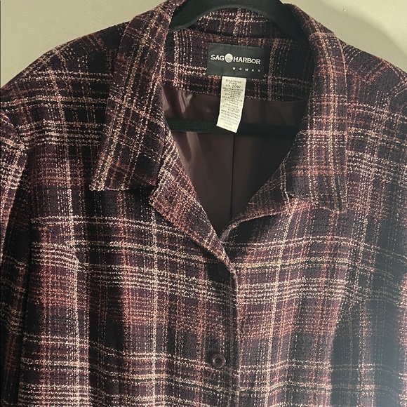 Sag Harbor Jackets & Blazers - Sag Harbor Women's Checkered Blazer - Purple and Black